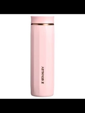Stanley Pink Stainless Steel Travel Bottle with Gold Trim